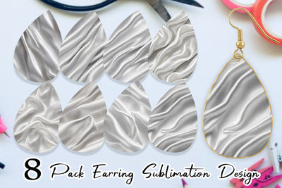 Earring Silver Silk Pattern Sublimation artnoy 