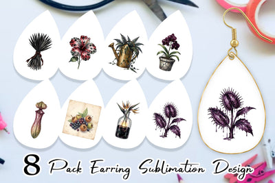 Earring Sinister Tropical Goth Botany Sublimation artnoy 
