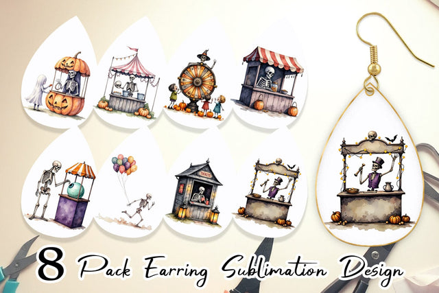 Earring Skeleton Game Booths Sublimation artnoy 