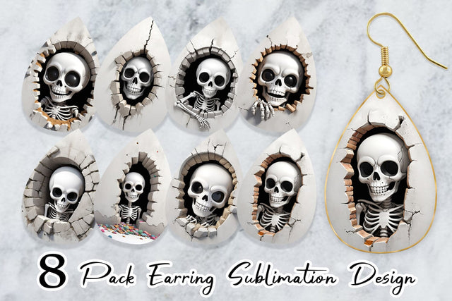 Earring Skeleton in Wall Sublimation artnoy 