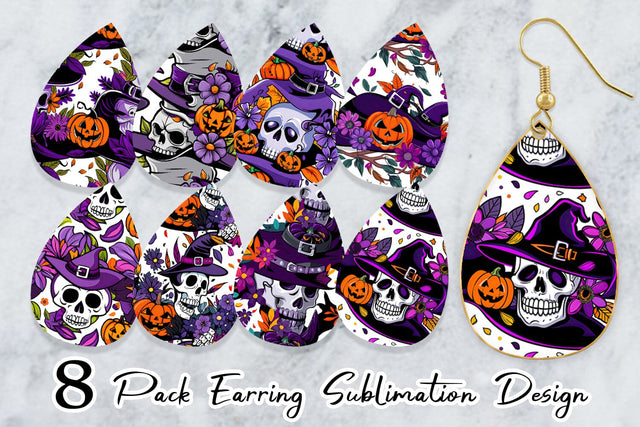 Earring Skull Pattern Sublimation artnoy 
