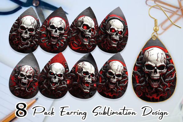 Earring Skull with Tentacles Sublimation artnoy 