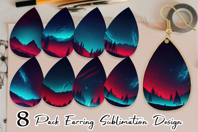 Earring Sky Shine Landscape Sublimation artnoy 