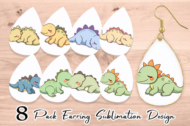 Earring Sleeping Dinosaur Sublimation artnoy 