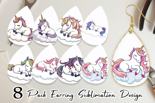 Earring Sleeping Unicorn Sublimation artnoy 