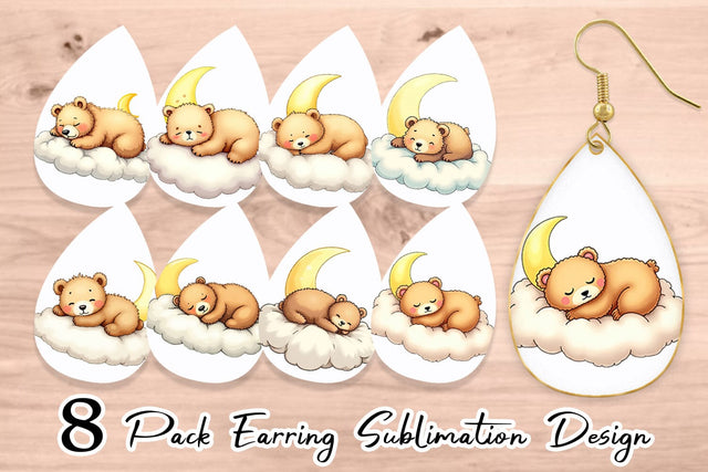 Earring Sleepy Bear Cloud Sublimation artnoy 