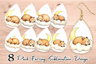Earring Sleepy Capybara Cloud Sublimation artnoy 