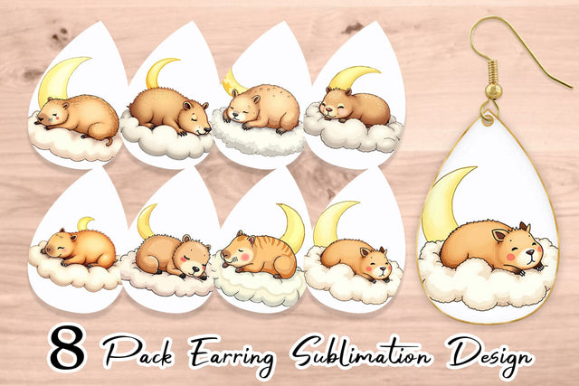 Earring Sleepy Capybara Cloud Sublimation artnoy 