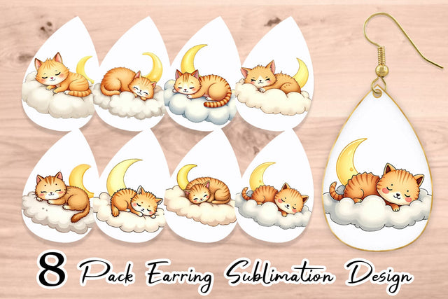 Earring Sleepy Cat Cloud Sublimation artnoy 