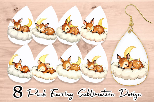 Earring Sleepy Fawn Cloud Sublimation artnoy 