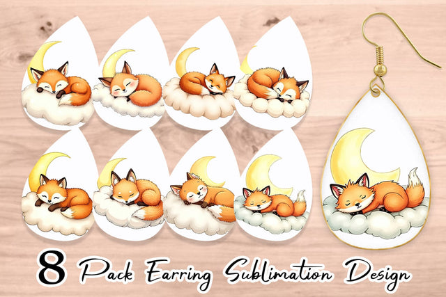 Earring Sleepy Fox Cloud Sublimation artnoy 