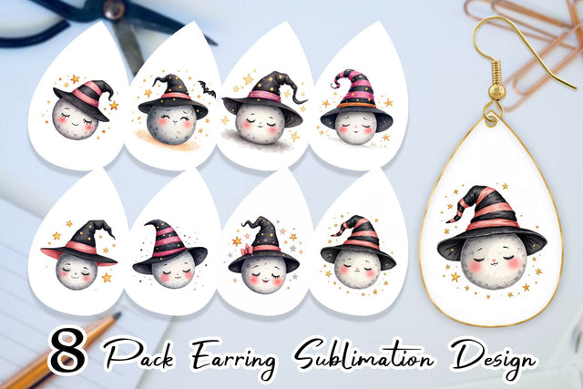 Earring Sleepy Halloween Moon Sublimation artnoy 