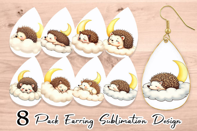 Earring Sleepy Hedgehog Cloud Sublimation artnoy 