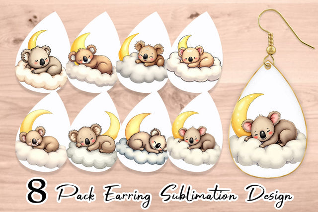 Earring Sleepy Koala Cloud Sublimation artnoy 