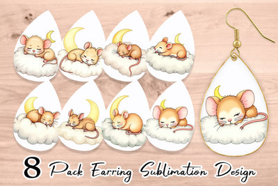 Earring Sleepy Mouse Cloud Sublimation artnoy 