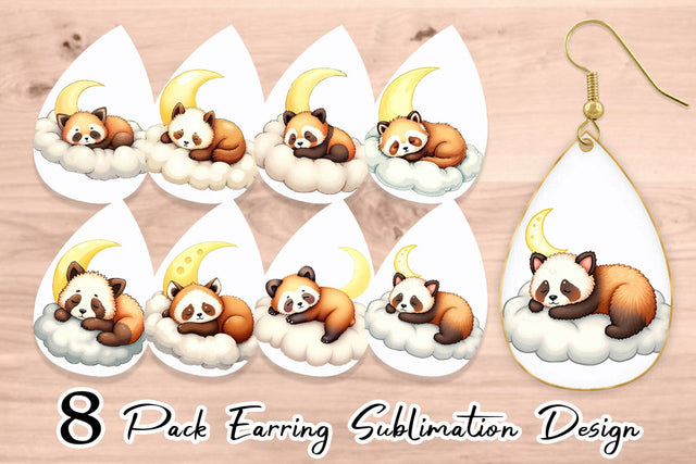 Earring Sleepy Panda Cloud Sublimation artnoy 