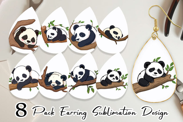 Earring Sleepy Panda Sublimation artnoy 