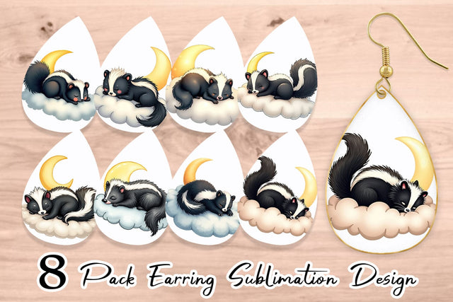 Earring Sleepy Skunk Cloud Sublimation artnoy 