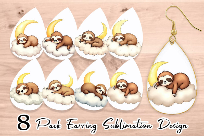 Earring Sleepy Sloth Cloud Sublimation artnoy 