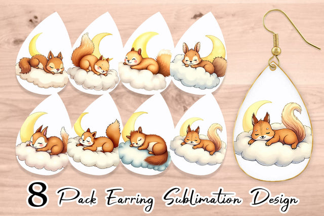 Earring Sleepy Squirrel Cloud Sublimation artnoy 