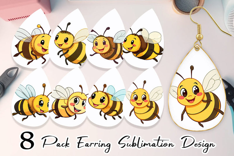 Earring Smiling Bee Sublimation artnoy 