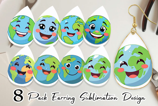 Earring Smiling Earth Sublimation artnoy 