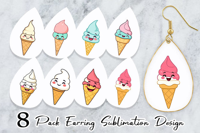 Earring Smiling Ice Cream Sublimation artnoy 