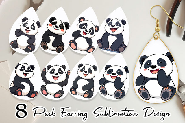 Earring Smiling Panda Sublimation artnoy 