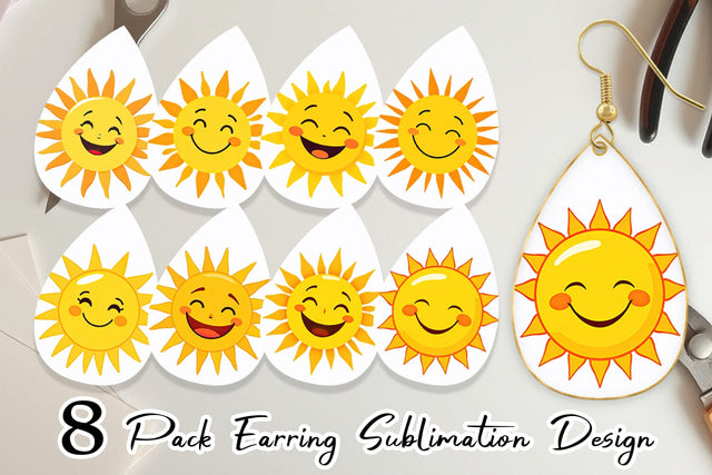 Earring Smiling Sun Sublimation artnoy 