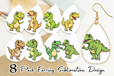 Earring Smiling T-Rex Sublimation artnoy 
