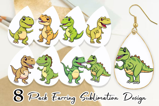 Earring Smiling T-Rex Sublimation artnoy 