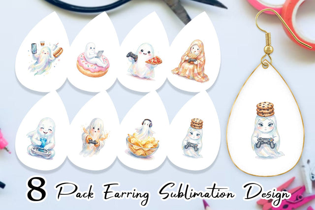 Earring Snack Time Gamer Ghost Sublimation artnoy 