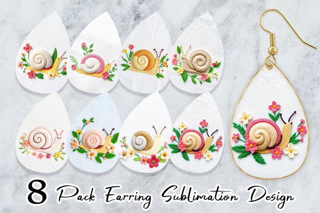 Earring Snail Embroidery Sublimation artnoy 