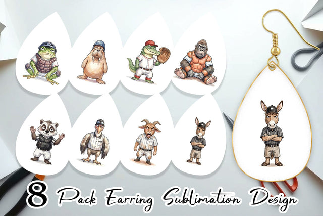 Earring Snarky Baseball Catcher Watercolor Sublimation artnoy 