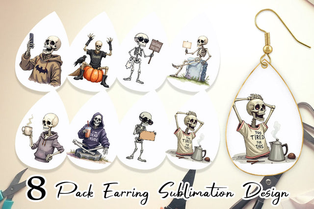 Earring Snarky Skeleton Sublimation artnoy 