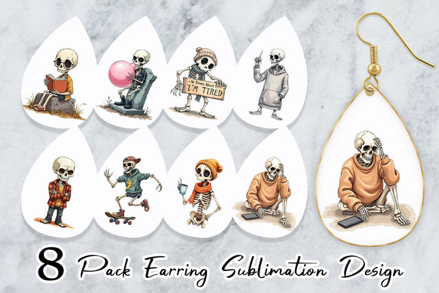 Earring Snarky Skeleton Sublimation artnoy 