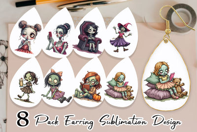 Earring Snarky Zombie Doll Sublimation artnoy 