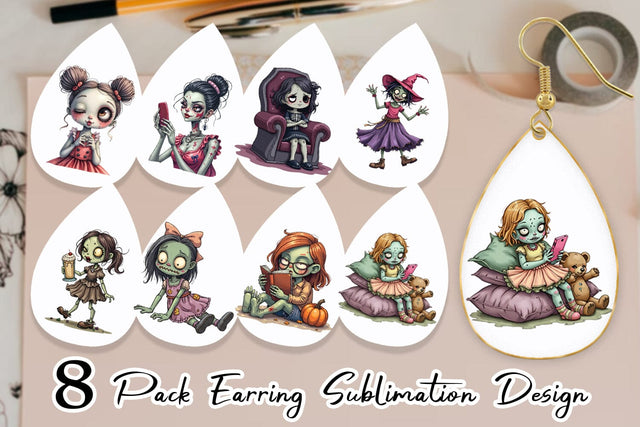 Earring Snarky Zombie Doll Sublimation artnoy 