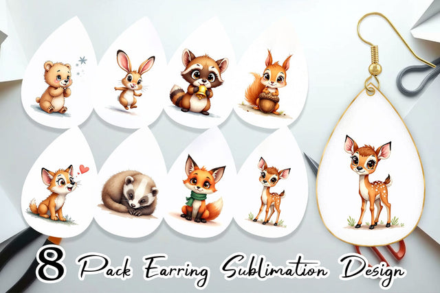Earring Snow Buddies Watercolor Sublimation artnoy 