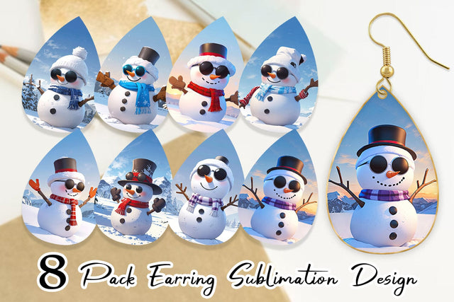 Earring Snowman Christmas Sublimation artnoy 
