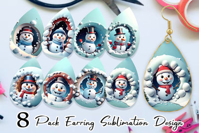 Earring Snowman Sublimation artnoy 