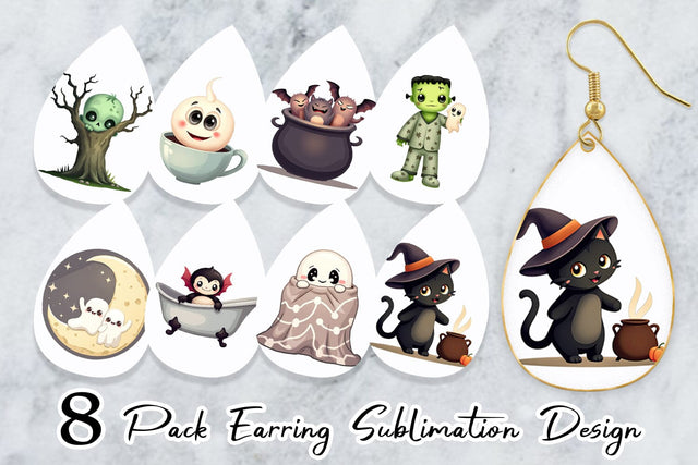 Earring Snuggle Spooky Squad Sublimation artnoy 