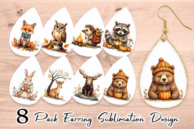 Earring Snuggly Fall Critters Sublimation artnoy 