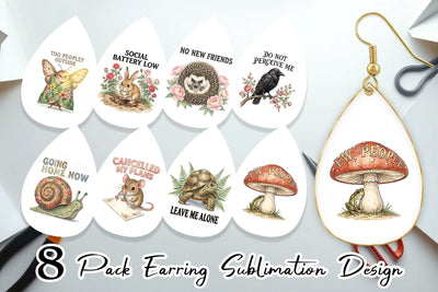 Earring Socially Exhausted Introvert Botanicals Sublimation artnoy 