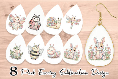 Earring Soft Garden Patchwork Watercolor Sublimation artnoy 