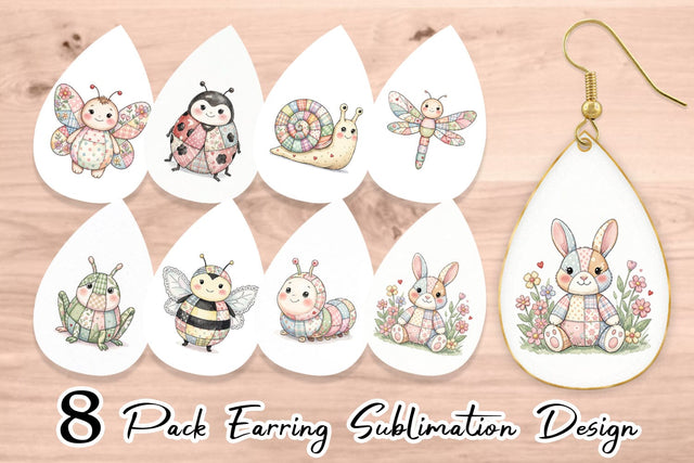 Earring Soft Garden Patchwork Watercolor Sublimation artnoy 