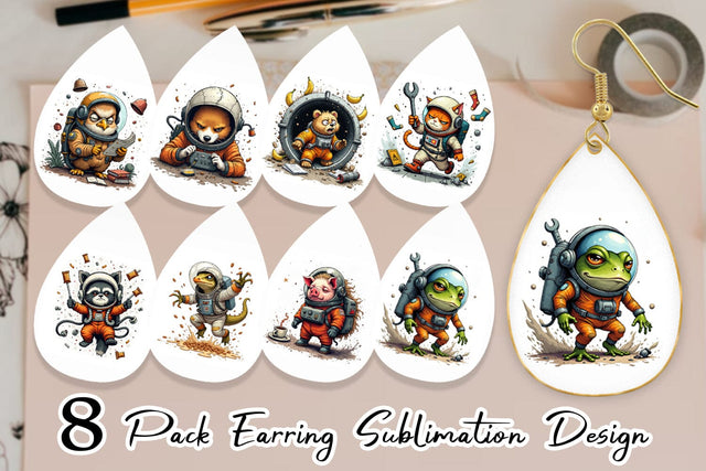 Earring Space Chaos Critter Sublimation artnoy 