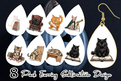Earring Spiteful Cat Dark Academia Watercolor Sublimation artnoy 