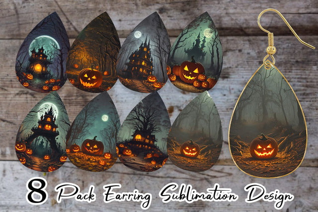Earring Spooky Forest Halloween Sublimation artnoy 