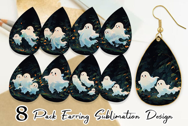 Earring Spooky Halloween Ghosts Sublimation artnoy 